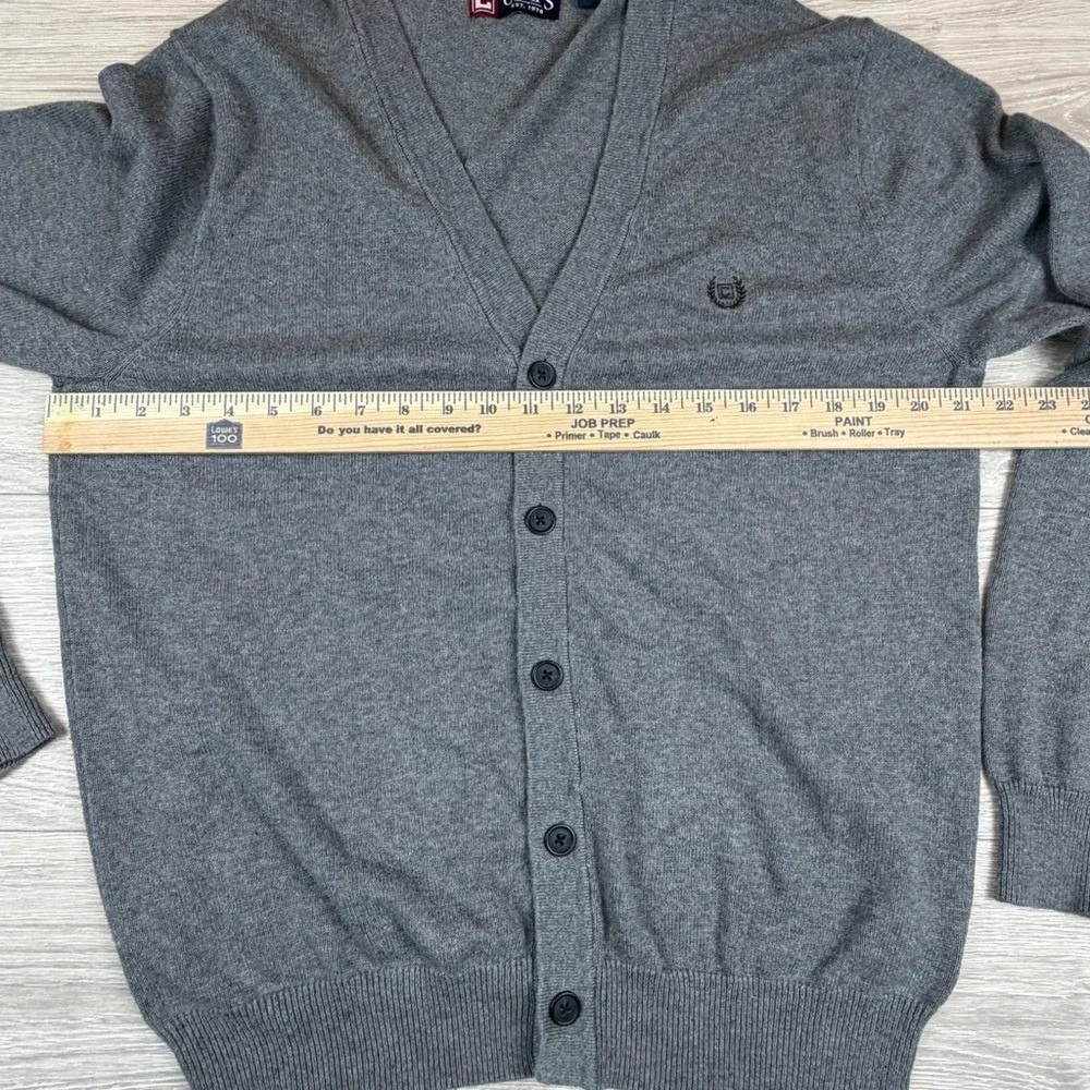 Vintage Chaps Men's Gray Cardigan Sweater Size Large V-Neck Cosby Carlton Banks‎